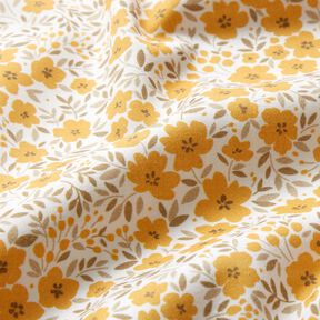 Tissu de décoration Satin de coton Mer de fleurs – moutarde/blanc, 