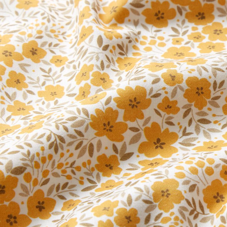 Tissu de décoration Satin de coton Mer de fleurs – moutarde/blanc,  image number 2