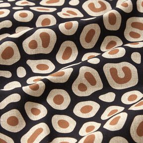 Tissu de décoration Semi-panama motif léopard abstrait – noir/noix de cajou, 