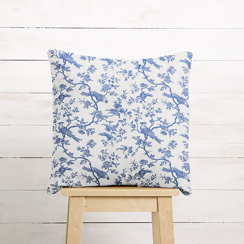 Tissu en coton Cretonne Oiseaux – bleu roi/écru,  image number 7