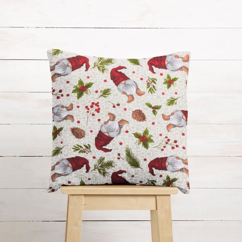 Tissu de décoration Canvas Lutin avec chapeau – beige clair/rouge foncé, image number 6