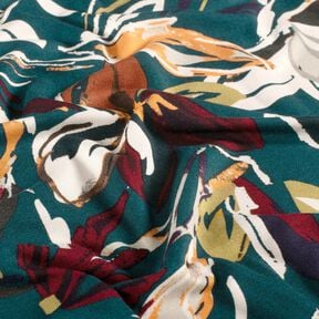 Jersey viscose fleurs modernes – pétrole/cuivre, 