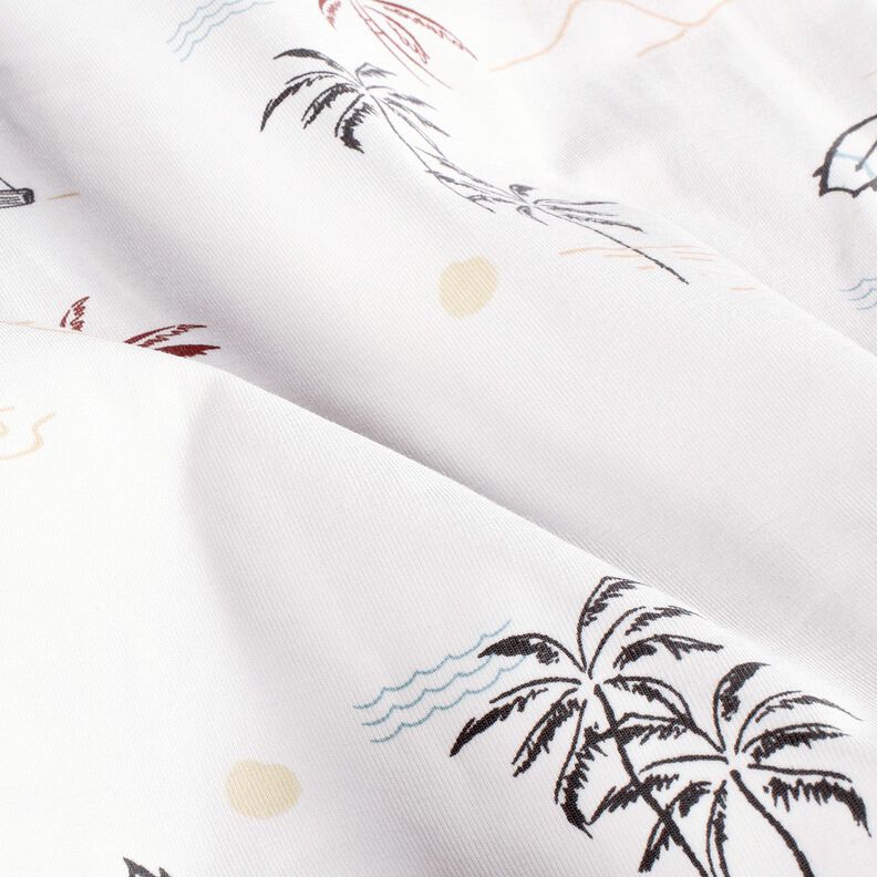 Jersey coton Plage tropicale – ivoire/caramel,  image number 2