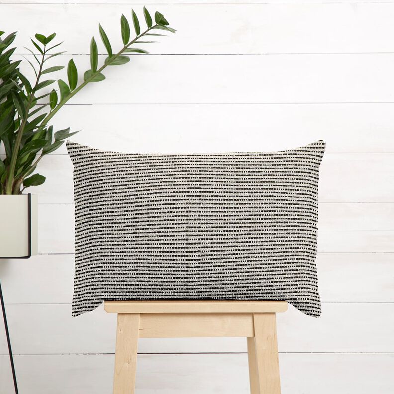 Tissu de décoration Jacquard rayures rustiques – noir/nature,  image number 6