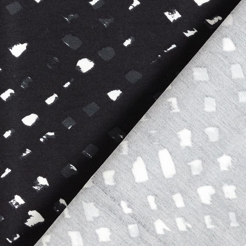 Tissu de pantalon stretch à pois abstraits – bleu noir/blanc, image number 4