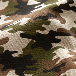 Tissu de décoration Semi-panama Camouflage – nature/olive foncé, 