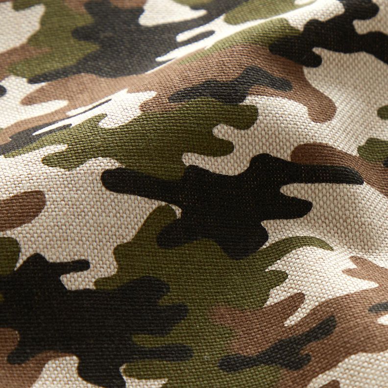 Tissu de décoration Semi-panama Camouflage – nature/olive foncé,  image number 2