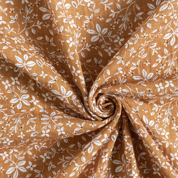 Tissu double gaze de coton Vrilles de fleurs – brun faon, image number 3