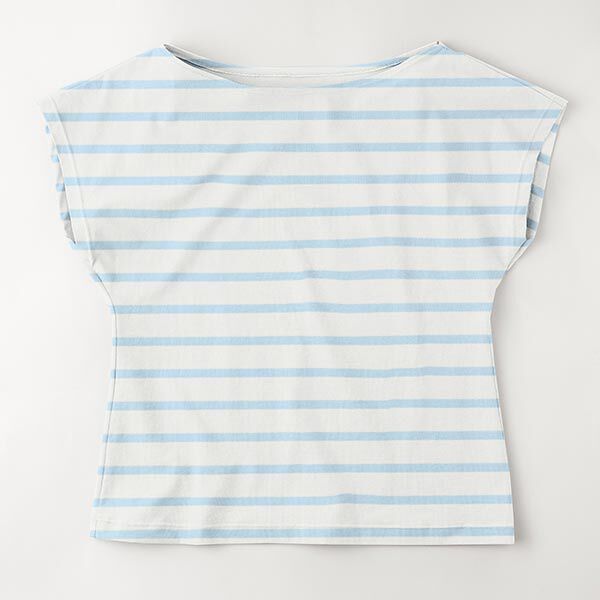 Jersey coton rayures horizontales – blanc/bleu clair,  image number 5