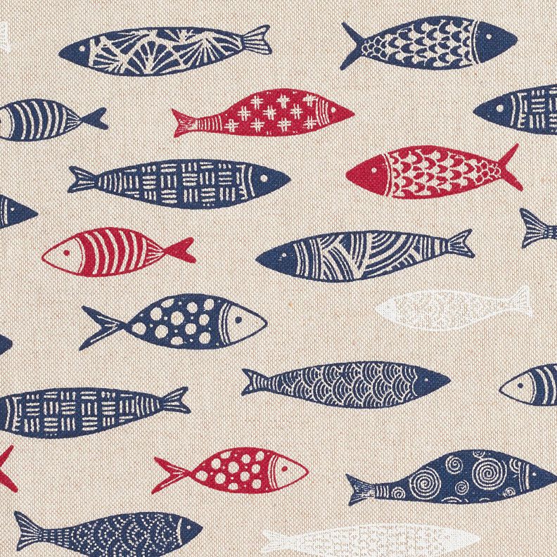 Tissu de décoration Semi-panama Banc de poissons abstrait – baies/nature, image number 5