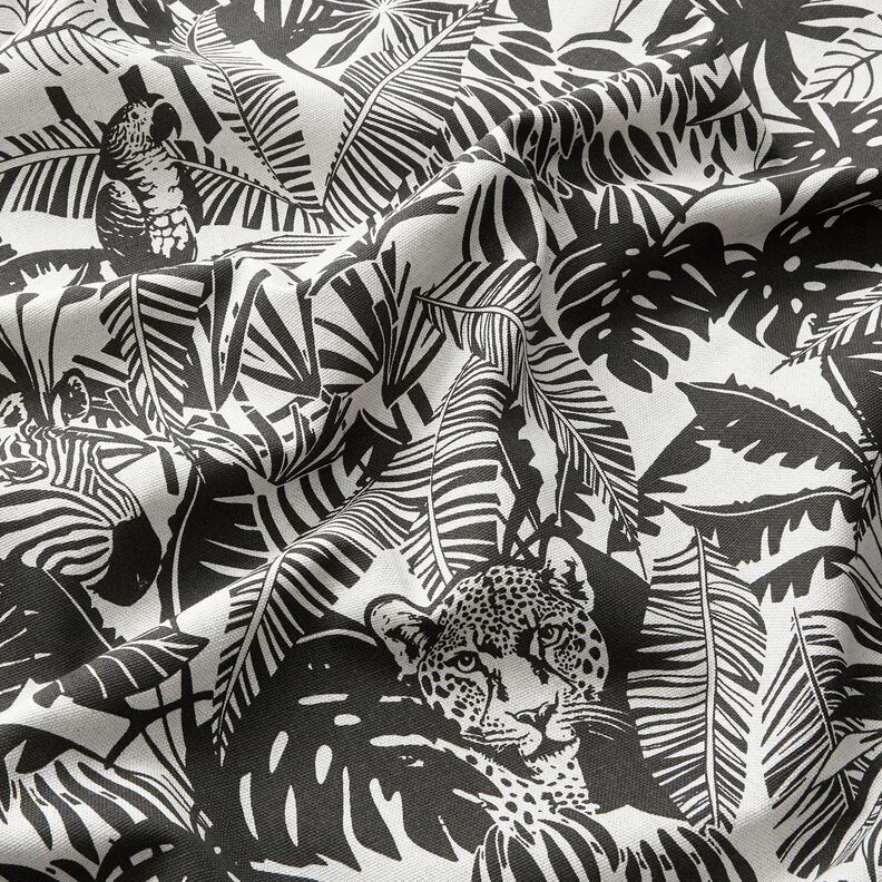 Tissu de décoration Semi-panama Jungle – nature/noir,  image number 2