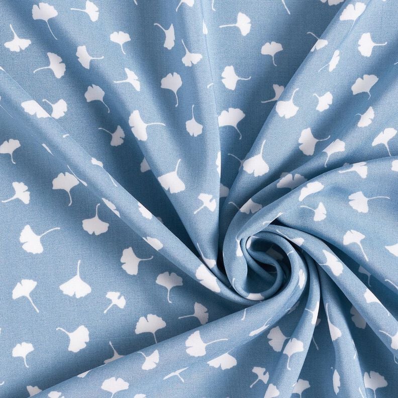 Tissu en bambou Feuilles de ginkgo – gris bleu,  image number 3