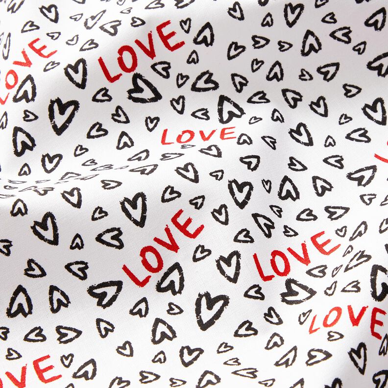 Tissu en coton Cretonne Love – blanc/noir,  image number 2