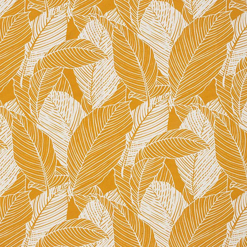 Tissu de décoration Canvas grandes feuilles – jaune curry,  image number 1