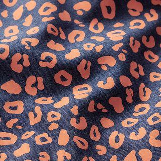Chambray Motif léopard – bleu marine/orange néon, 