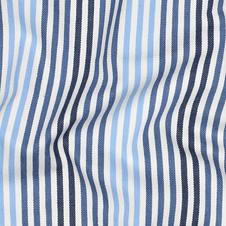 Denim Coton mélangé rayures | Poppy Fabrics – bleu jean/écru,  image number 2