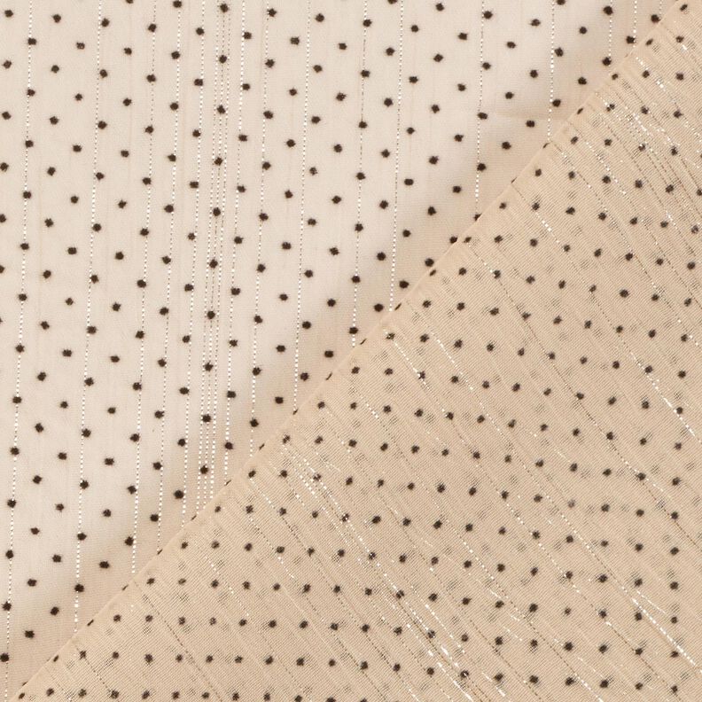 Mousseline Rayures et pois pailletés – beige clair, image number 4