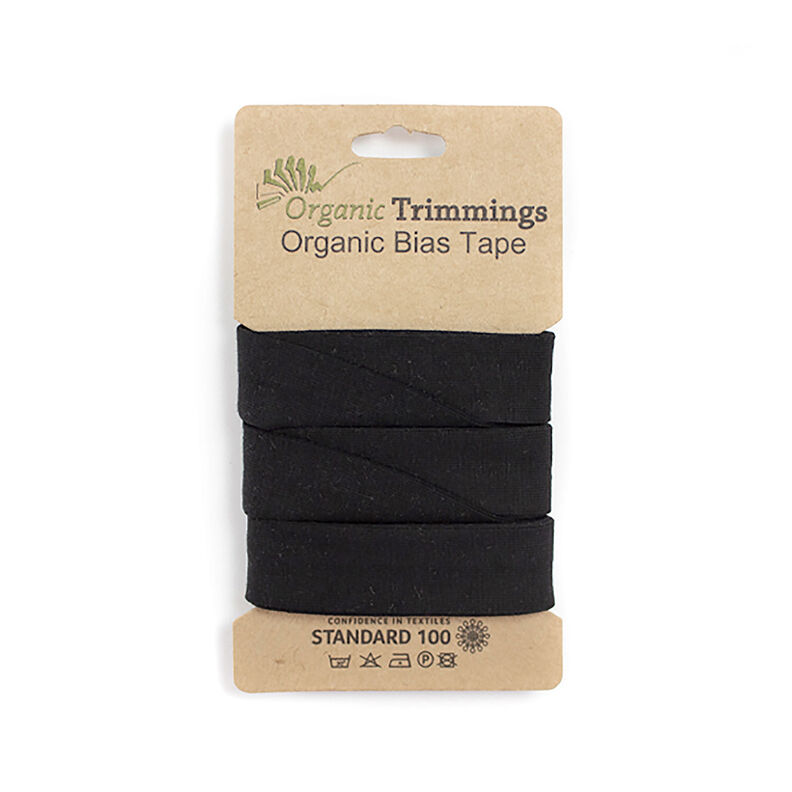 Biais Jersey de coton bio [3 m | 20 mm] – noir,  image number 1