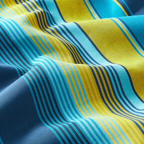 Tissu d’extérieur Canvas Rayures – bleu/moutarde, 