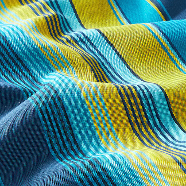Tissu d’extérieur Canvas Rayures – bleu/moutarde,  image number 2