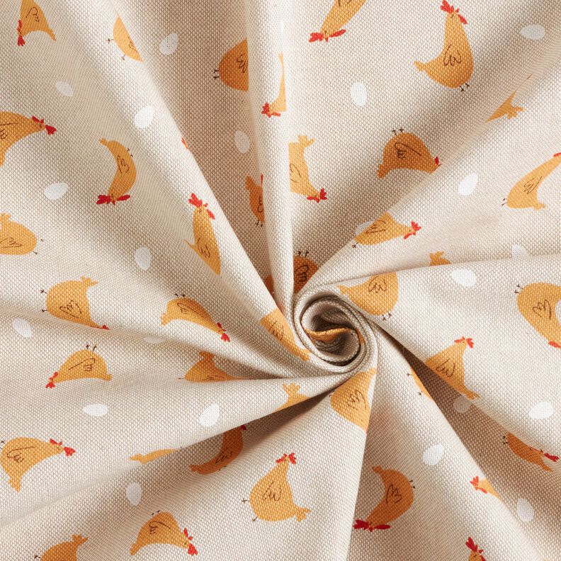 Tissu de décoration Semi-panama Petits poulets – nature/jaune curry, image number 3