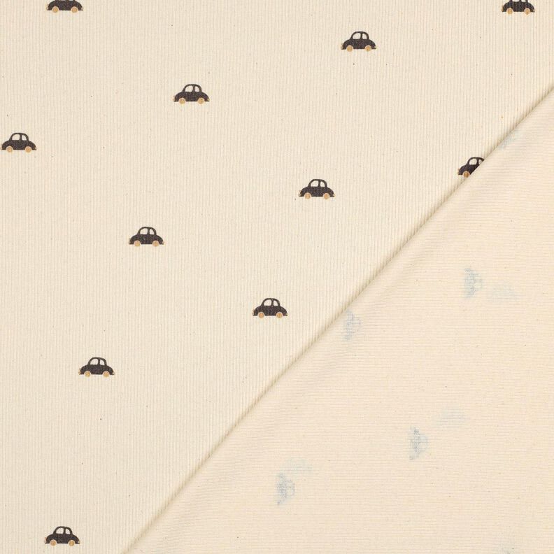 GOTS Jersey côtelé Petites voitures | Poppy Fabrics – crème/marron noir, image number 4