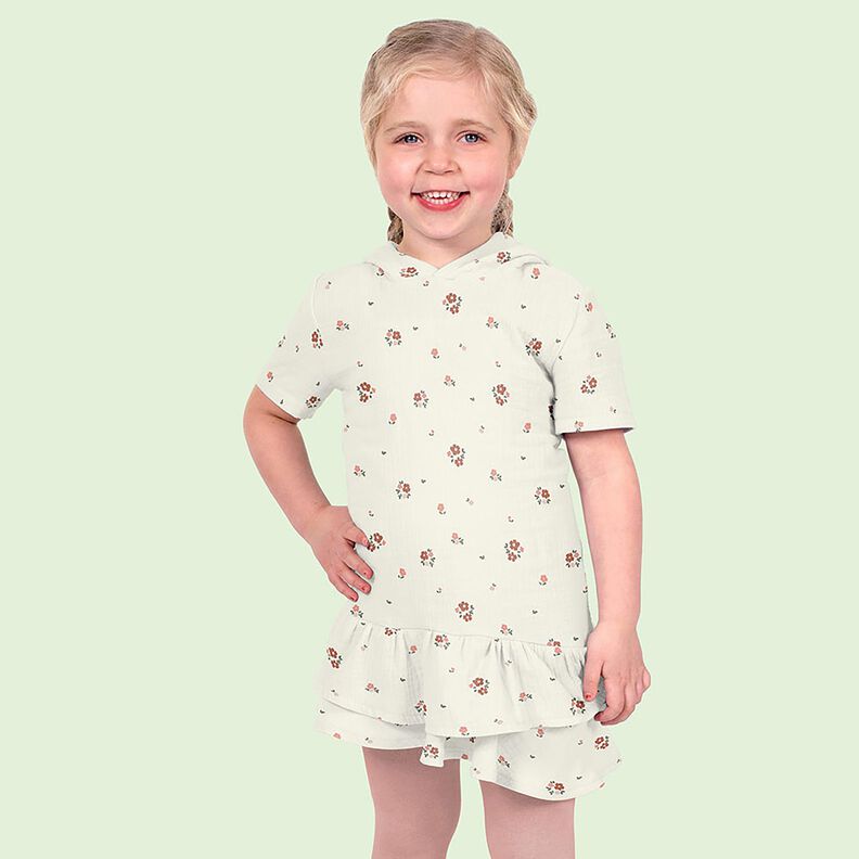 Tissu double gaze de coton Fleurs – blanc, image number 6