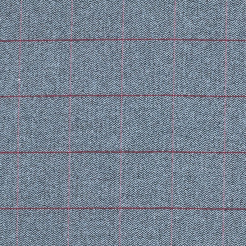 Tissu pour manteau en coton mélangé à chevrons et carreaux – bleu clair/rouge bordeaux, image number 1