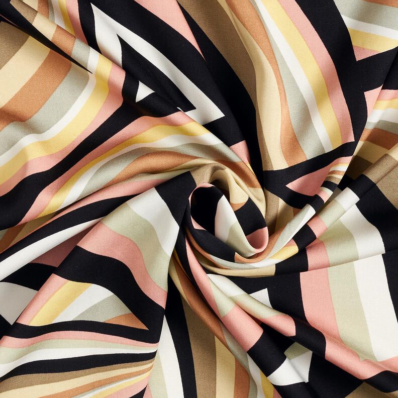 Tissu viscose abstrakte Linien – noir/or rose,  image number 3