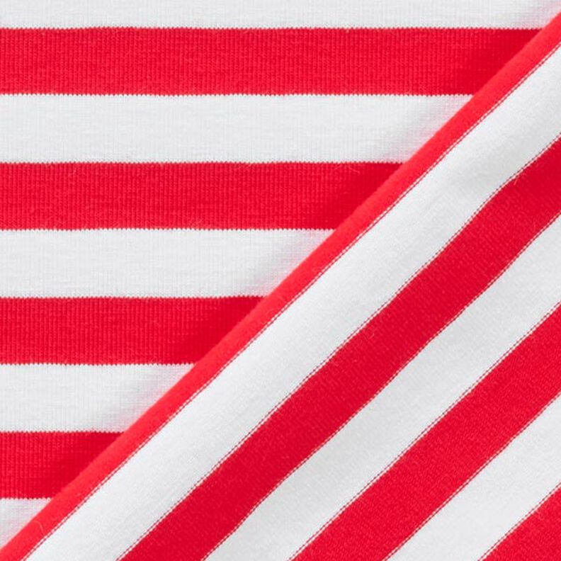 Jersey coton Rayures larges – rouge/blanc, image number 4