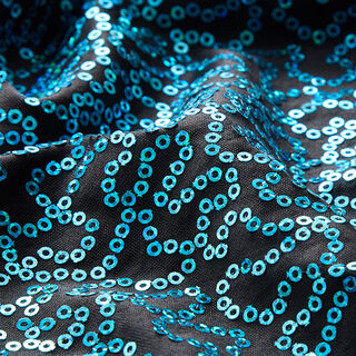 Jersey à paillettes Serpentins holographiques – noir/turquoise, 