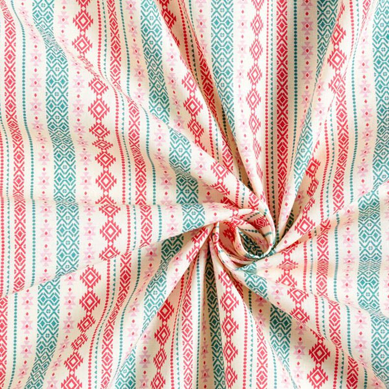 Tissu en coton cretonne Ethno – vert menthe/rose,  image number 4