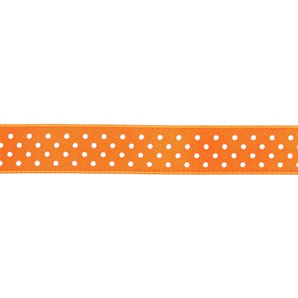 Bande de satin Points - orange fluo / blanc,  image number 1