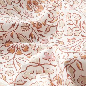 Tissu en coton Cretonne Motif floral délicat – blanc/cannelle, 