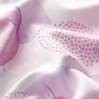 GOTS French Terry Sweat d’été figures géométriques abstraites – blanc/rose vif, 