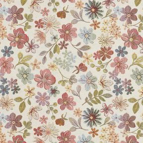 Tissu de décoration Gobelin Fleurs colorées – beige clair/rosé, 