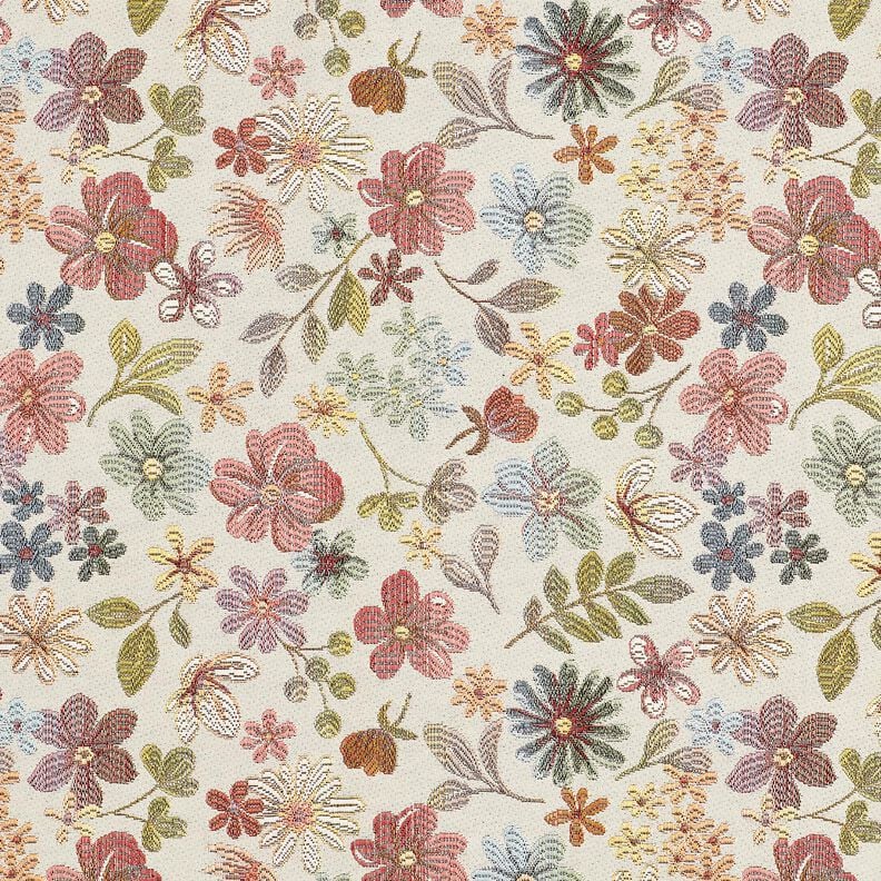 Tissu de décoration Gobelin Fleurs colorées – beige clair/rosé,  image number 1