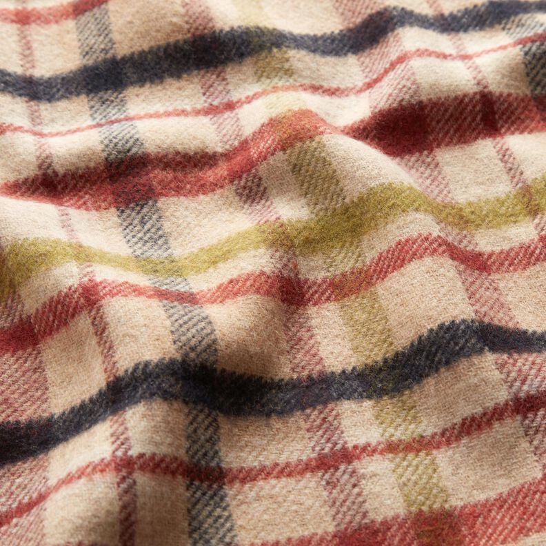 Tissu pour manteau à carreaux double face – beige/marron, image number 2
