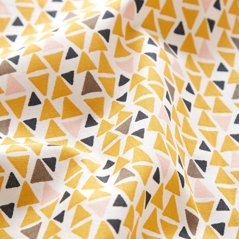 Tissu en coton Cretonne mini-triangles – rose clair/jaune curry,  image number 2
