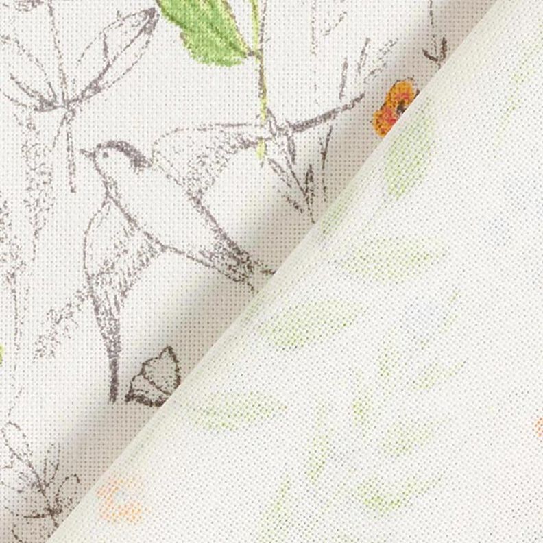 Tissu de décoration Semi-panama fleurs sauvages dessinées – blanc/rose,  image number 4
