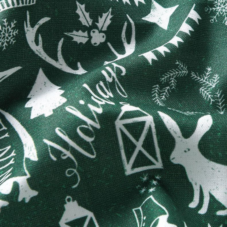 Tissu en coton Cretonne Fête joyeuse – sapin bleu/blanc,  image number 2