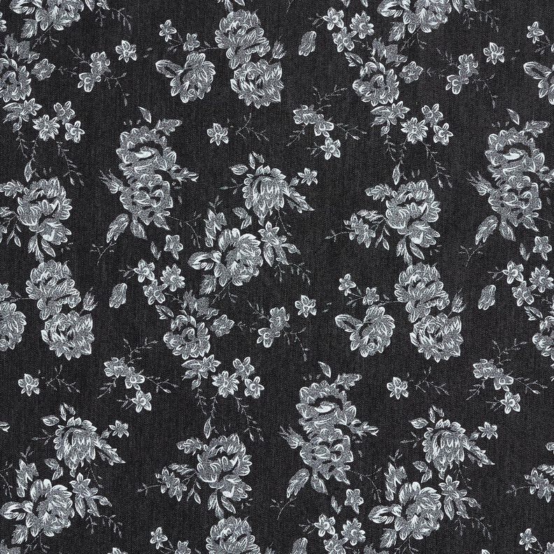 Chambray kleine Rosen – noir/blanc,  image number 1