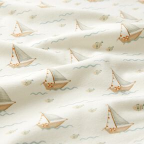 Jersey coton Voiliers et poissons Impression numérique – écru, 