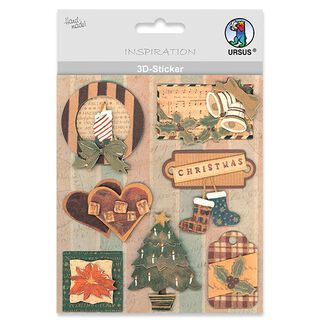 Autocollant 3D Noël rustique  – mélange de couleurs, 
