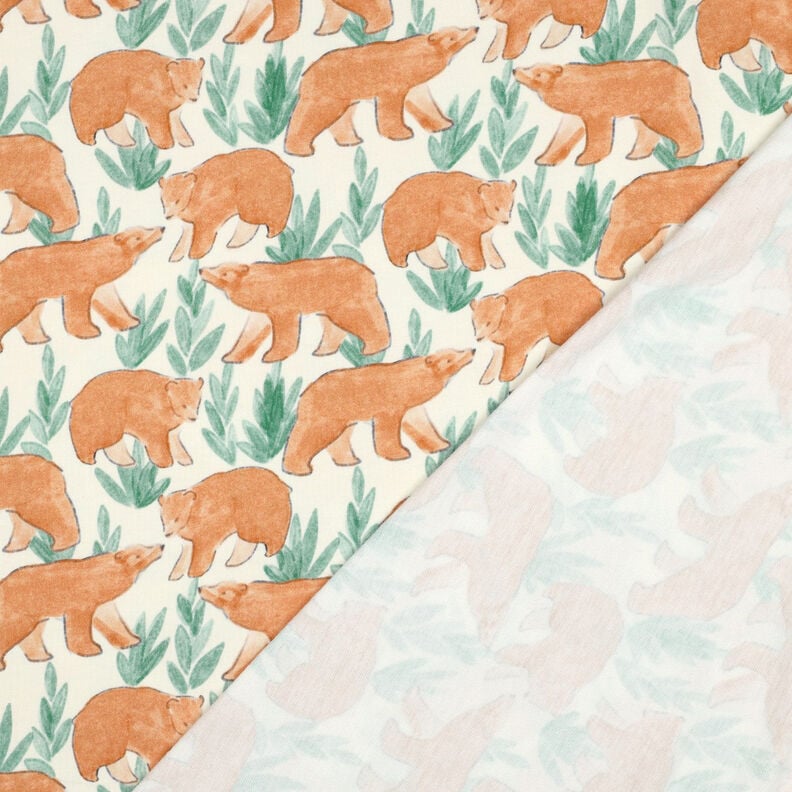 French Terry Sweat d’été Ours à l'aquarelle Impression numérique | Poppy Fabrics – écru,  image number 4