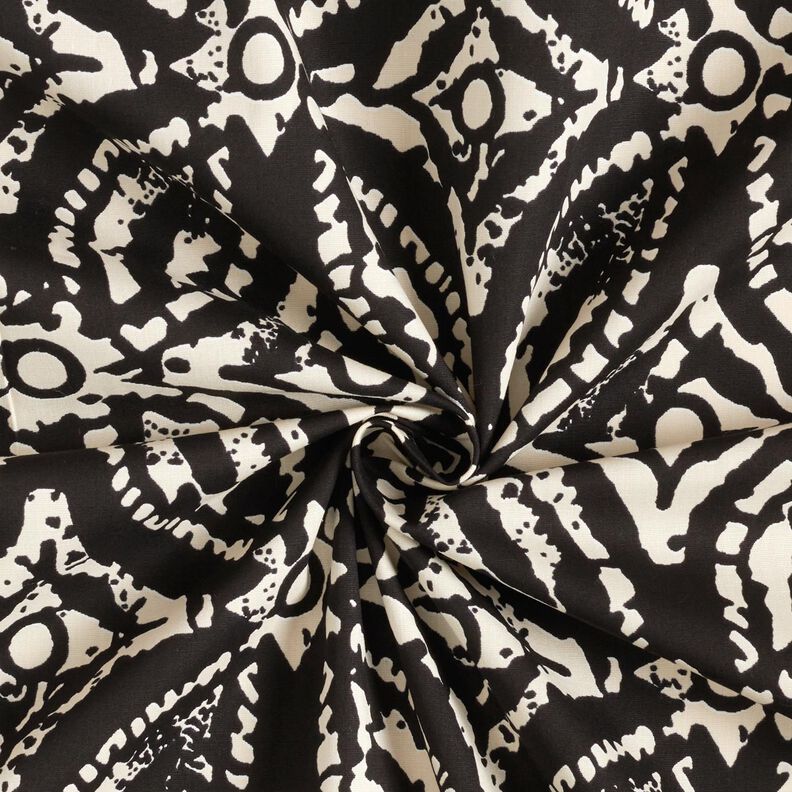 Tissu pour chemisier à grand motif abstrait – noir/blanc, image number 4