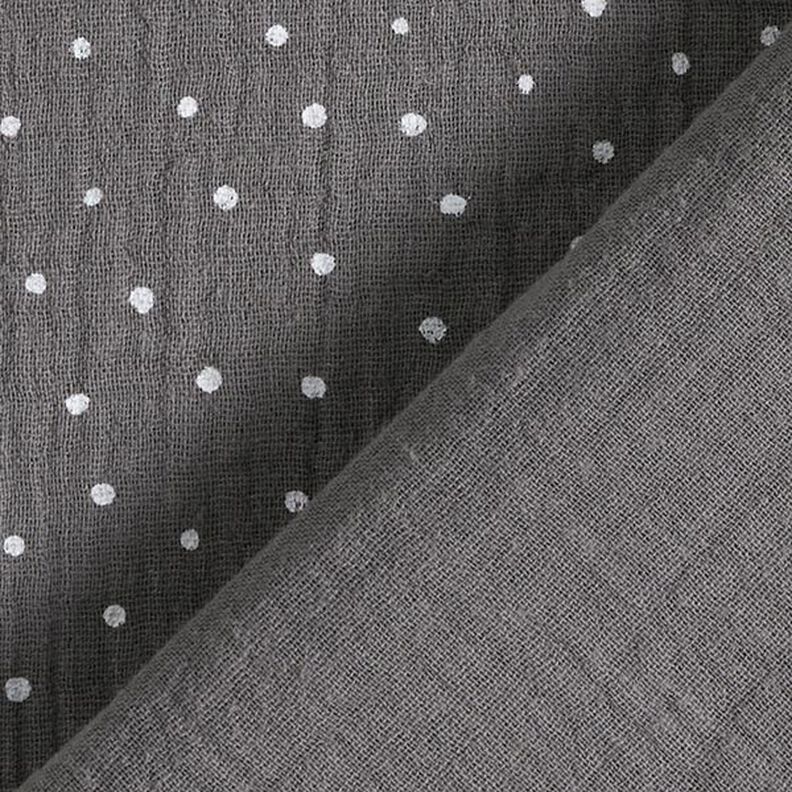 Tissu double gaze de coton Petits points – gris schiste/blanc,  image number 4