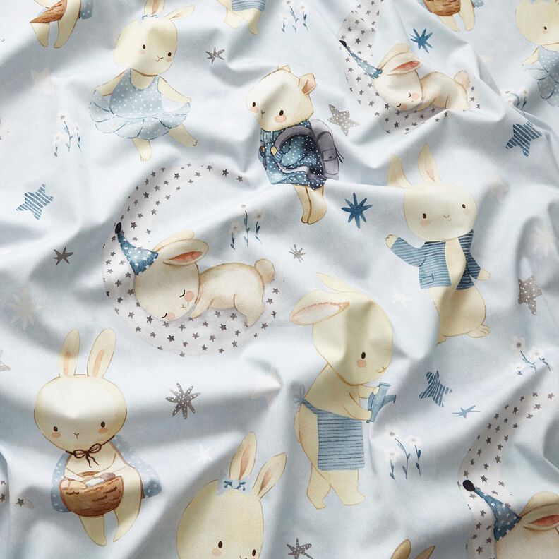 Tissu de décoration Sergé coton Lapin au pays des rêves Impression numérique – bleu bébé/bleu jean, image number 2