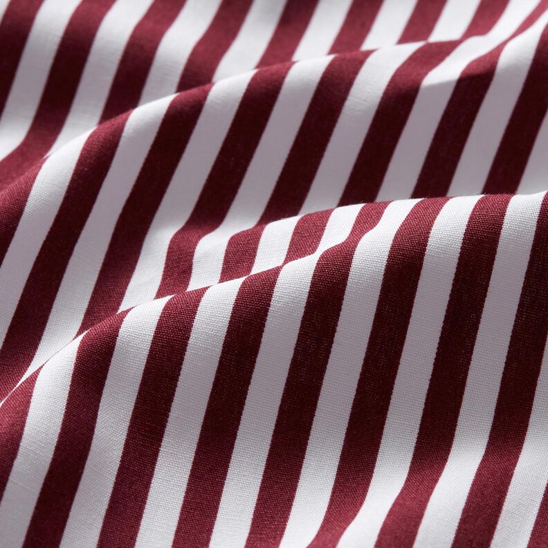 Popeline coton Rayures étroites – rouge bordeaux/blanc,  image number 2