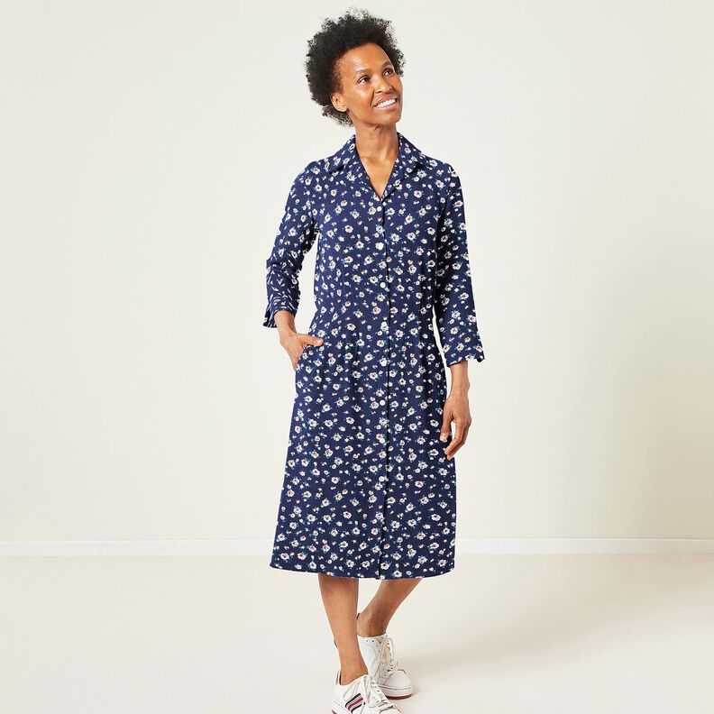 Tissu en viscose Pluie de fleurs – bleu nuit, image number 5